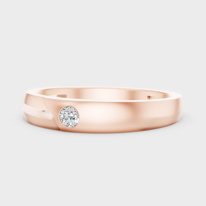 Modern 18K Rose Gold Men’s Ring With 0.07Ct Round Lab-Grown Diamond