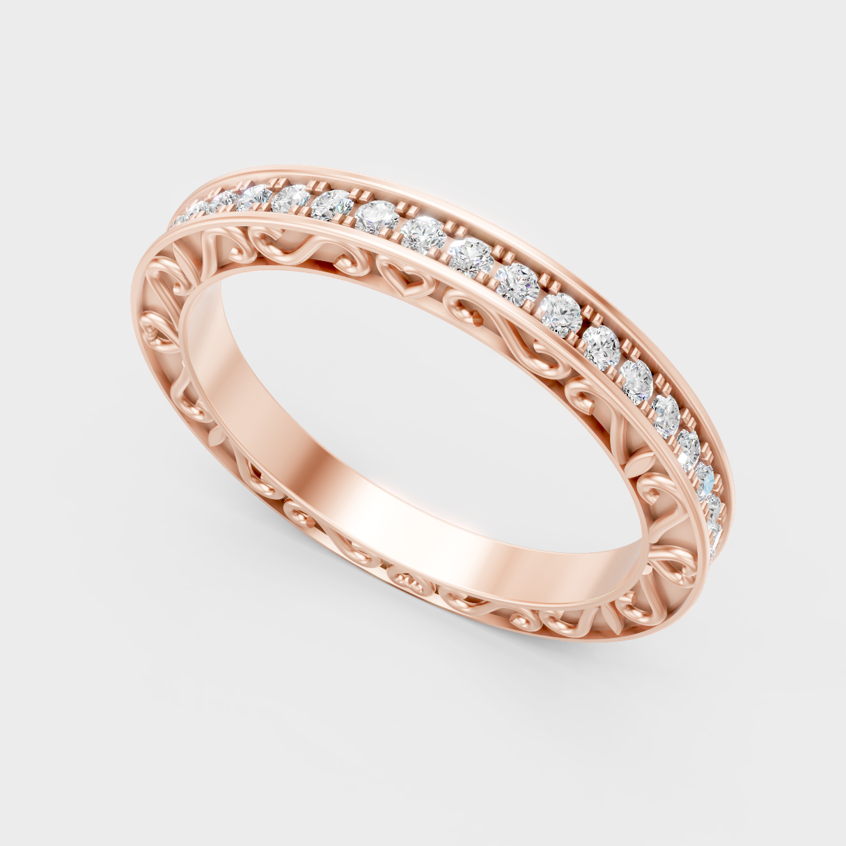 Unique Rose Gold Band Featuring A Certified Round Lab-Grown Diamond