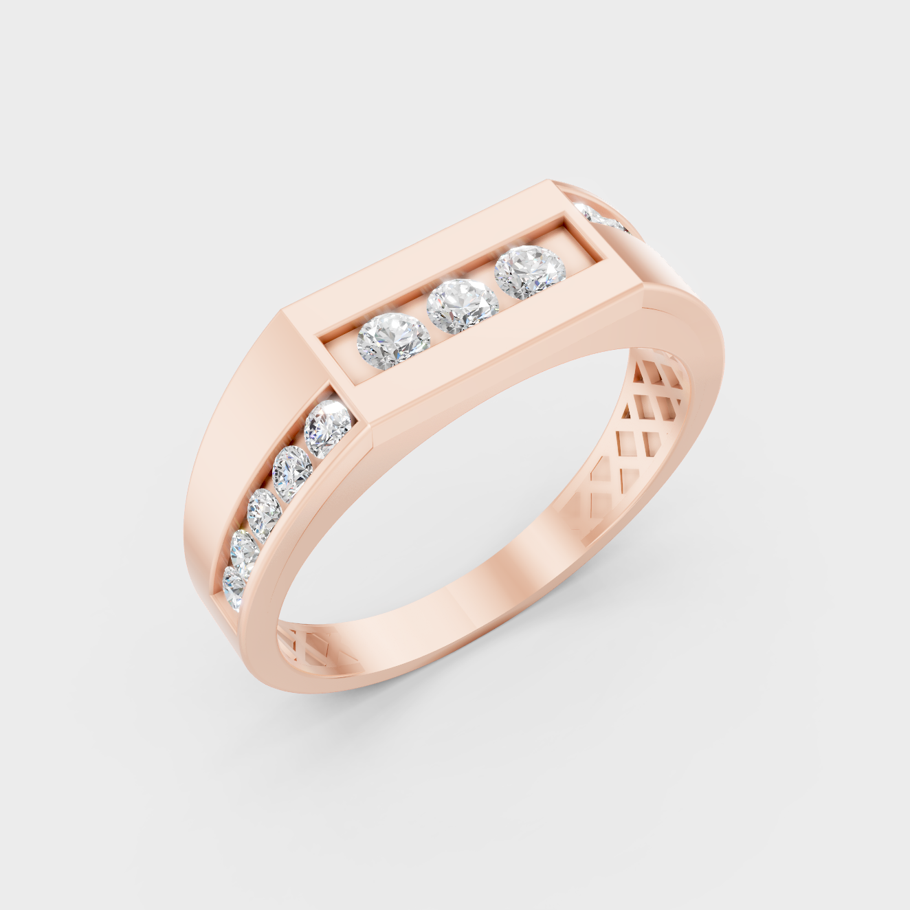 9K Rose Gold Round-Cut Lab-Grown Diamond Men’s Band With Hallmark Quality