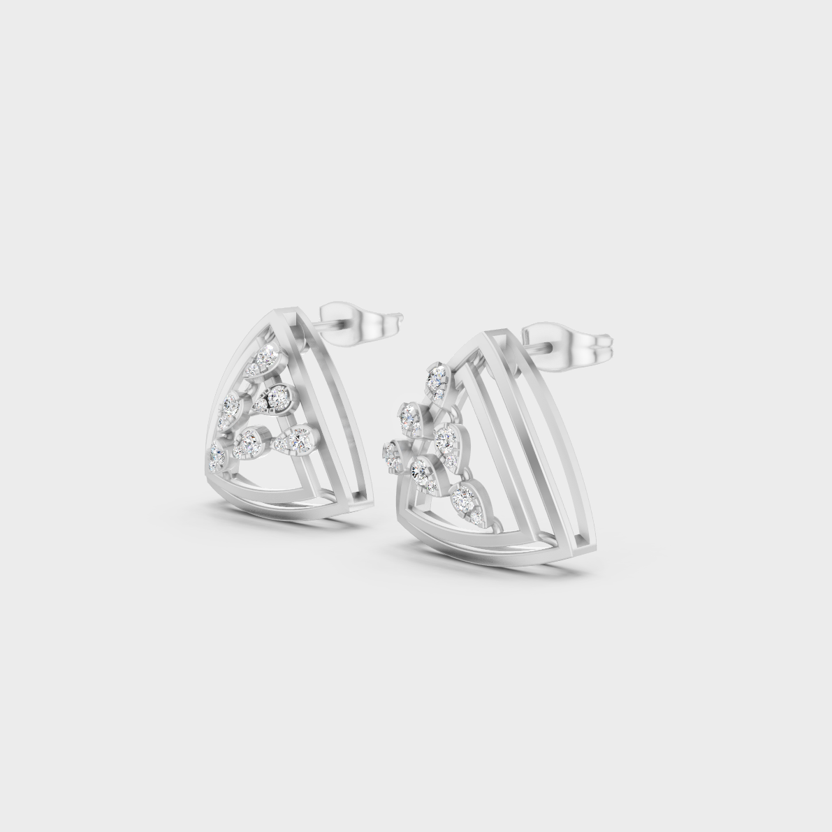 9K White Gold Round-Shaped Lab-Grown Diamond Studs With Clean Minimalist Design