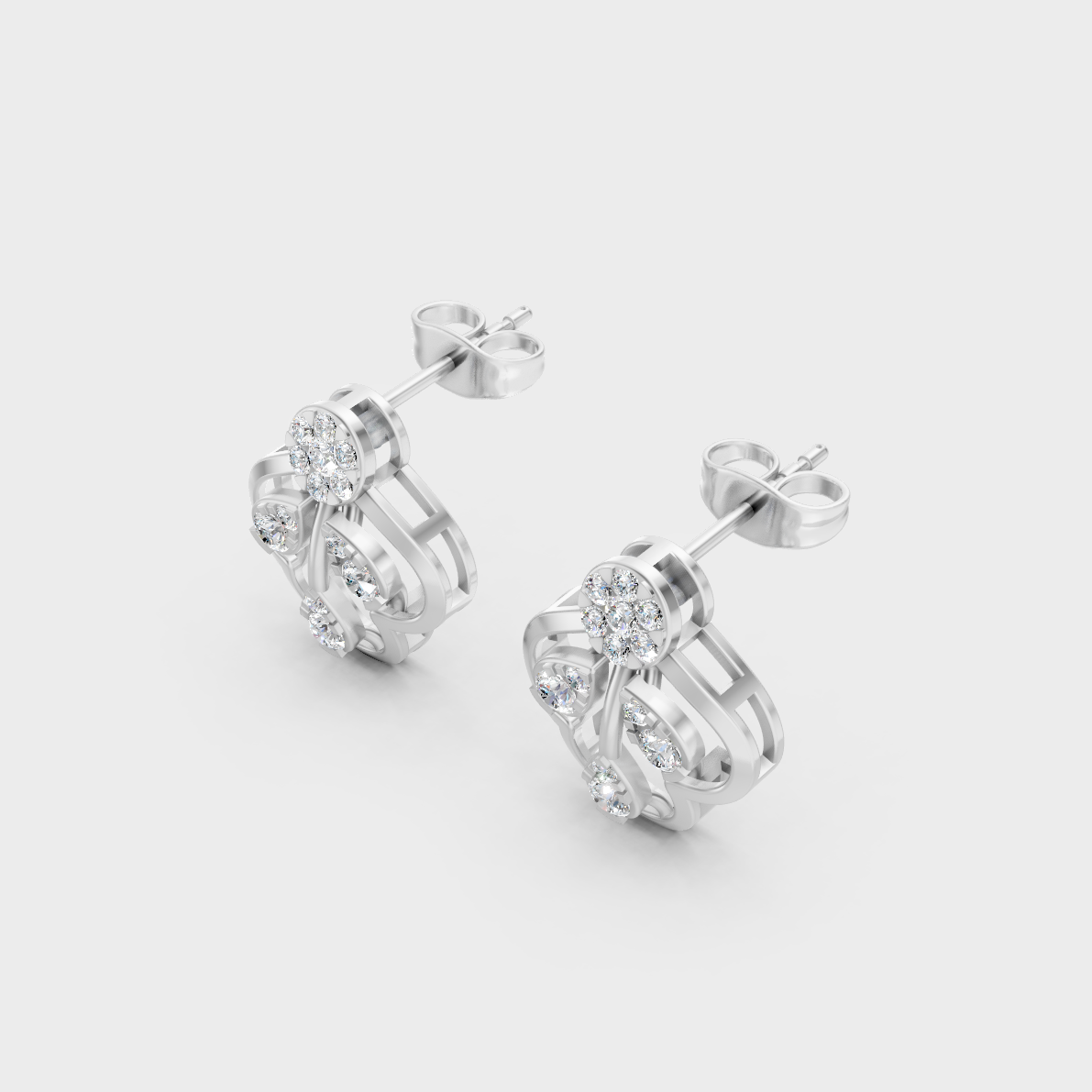 9K White Gold Round-Shaped Lab-Grown Diamond Studs With Clean Minimalist Design