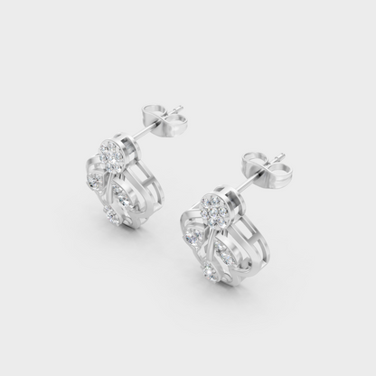 9K White Gold Round-Shaped Lab-Grown Diamond Studs With Clean Minimalist Design