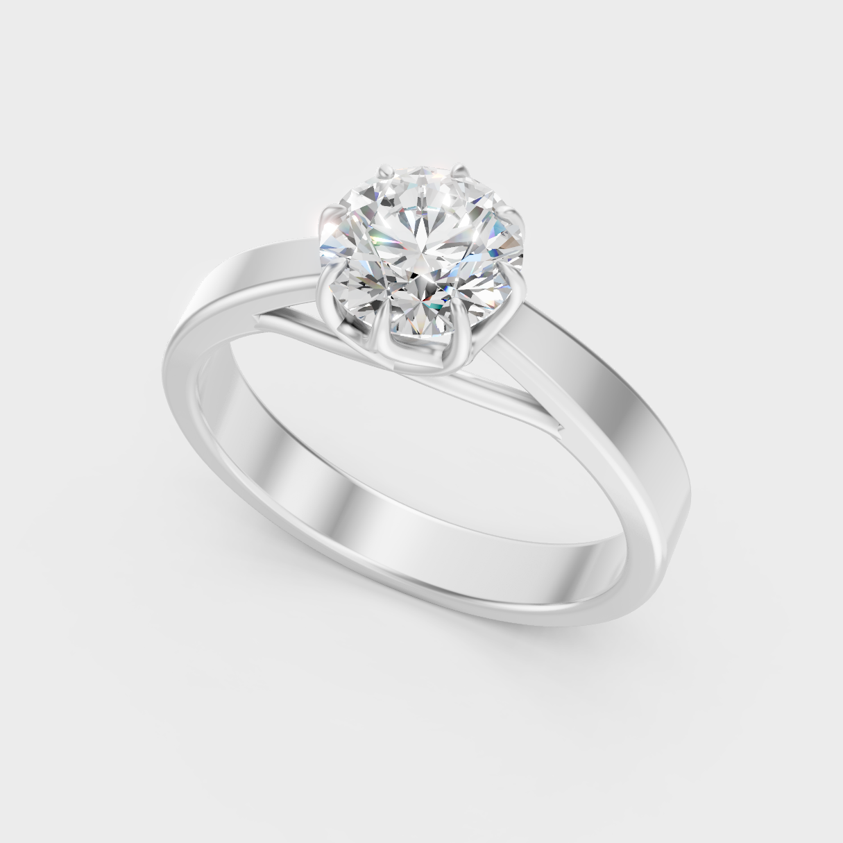 Sleek White Gold Engagement Ring Featuring Lab-Grown Diamond