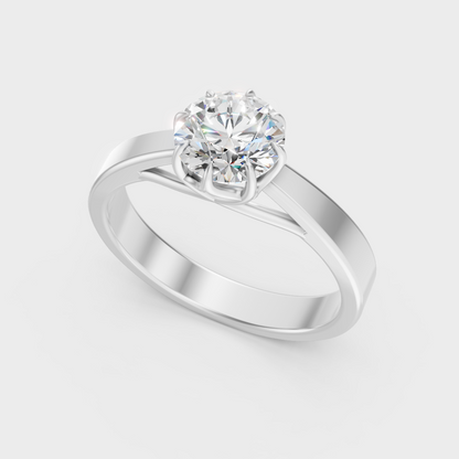 Sleek White Gold Engagement Ring Featuring Lab-Grown Diamond