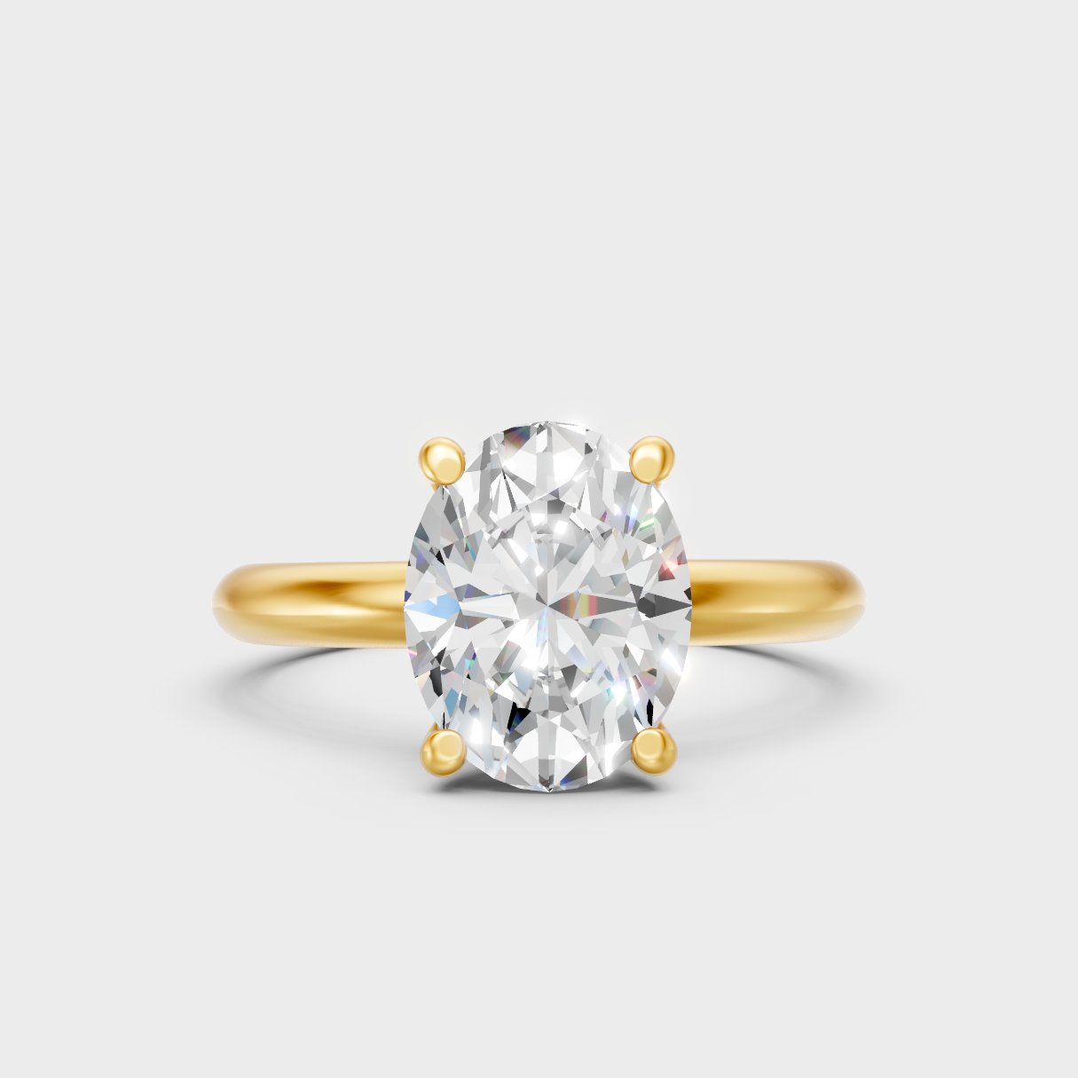 Certified Oval-Cut Lab-Grown Diamond Solitaire Ring In 14K Yellow Gold