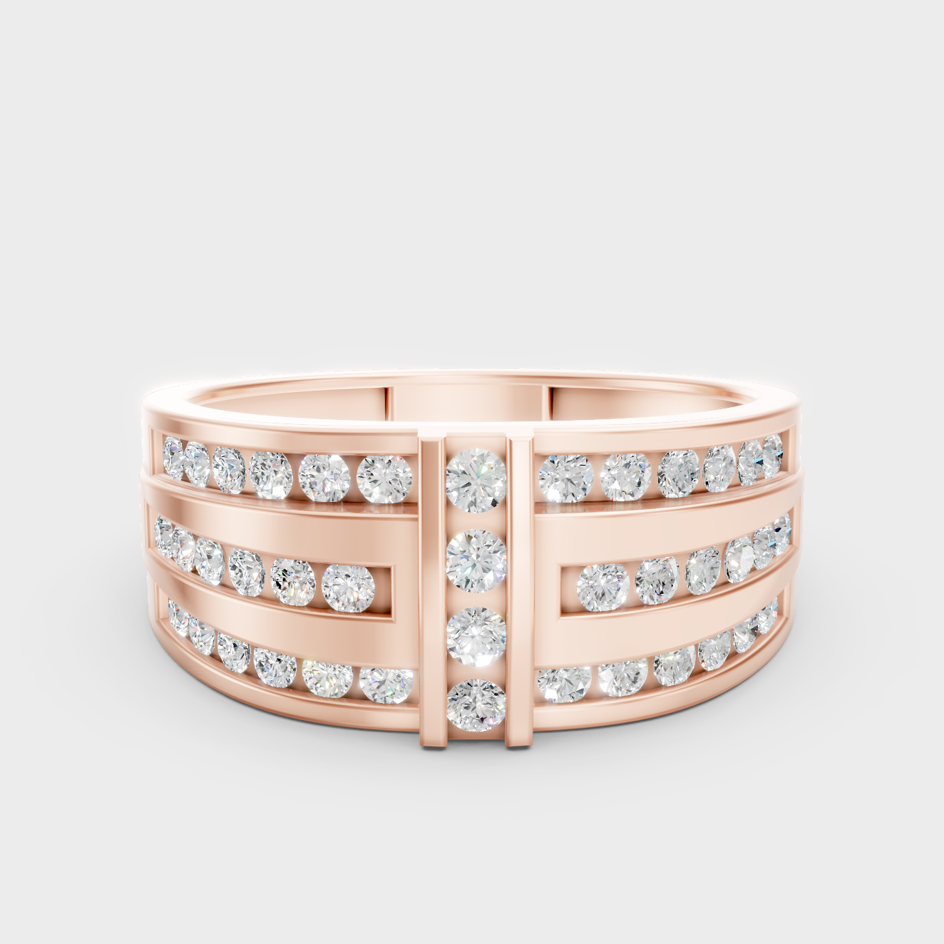 Classic 14K Rose Gold Men’s Engagement Ring Featuring A 0.75Ct Round Lab Diamond