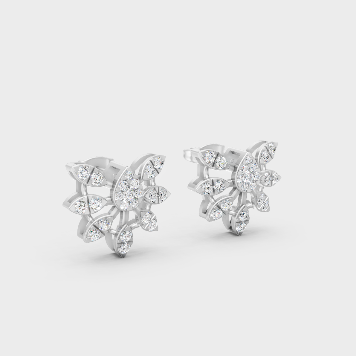 Sleek 18K White Gold Studs Featuring 0.64 Carat Each Round Lab Diamonds