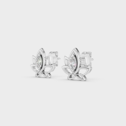 9K White Gold Marquise-Shaped Lab-Grown Diamond Studs With Clean Minimalist Design