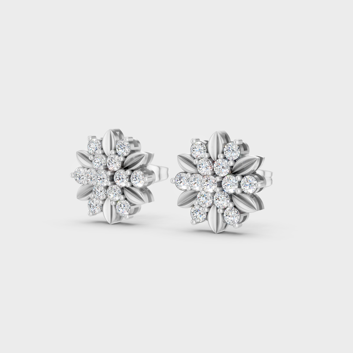9K White Gold Round-Shaped Lab-Grown Diamond Studs With Clean Minimalist Design 