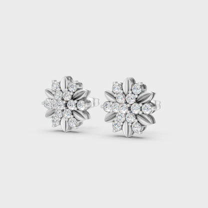 9K White Gold Round-Shaped Lab-Grown Diamond Studs With Clean Minimalist Design 