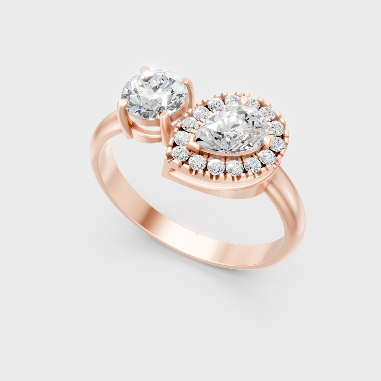 Unique Rose Gold Halo Ring Featuring An Igi Certified Pear Lab Diamond