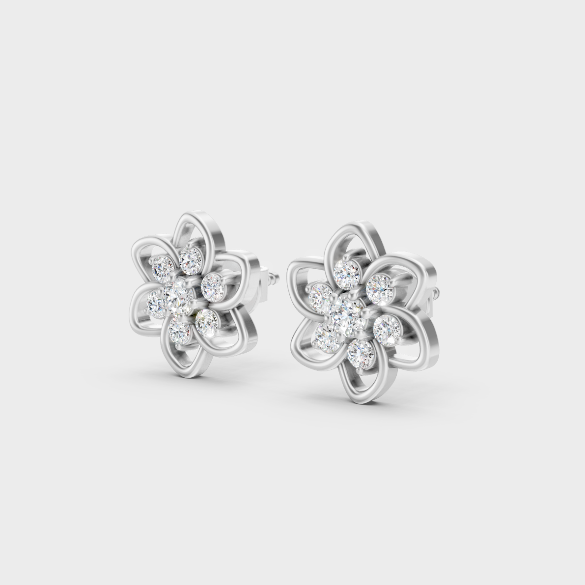 9K White Gold Round-Shaped Lab-Grown Diamond Studs With Clean Minimalist Design 