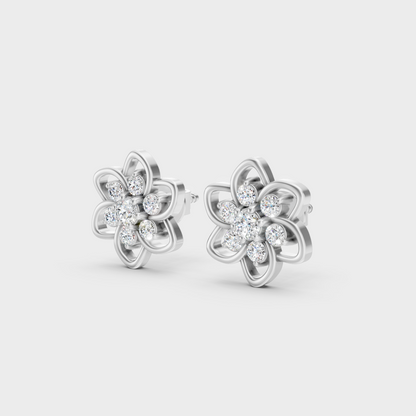 9K White Gold Round-Shaped Lab-Grown Diamond Studs With Clean Minimalist Design 