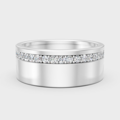 GLI Certified 0.27 Carat Round-Cut Lab-Grown Diamond Men’s Ring In 14K White Gold