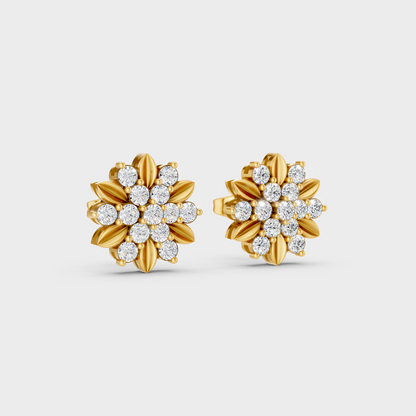 Classic 14K Yellow Gold Lab Diamond Studs Featuring 0.45 Carat Each Round Stones