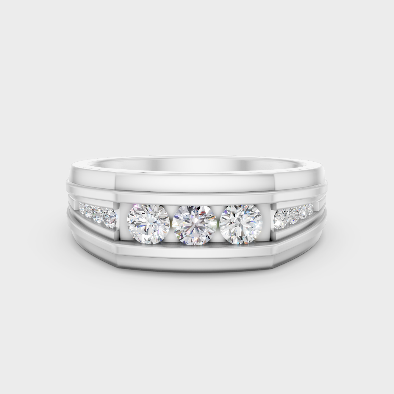 Certified 0.59 Carat Round-Cut Lab-Grown Diamond Men’s Ring In 14K White Gold