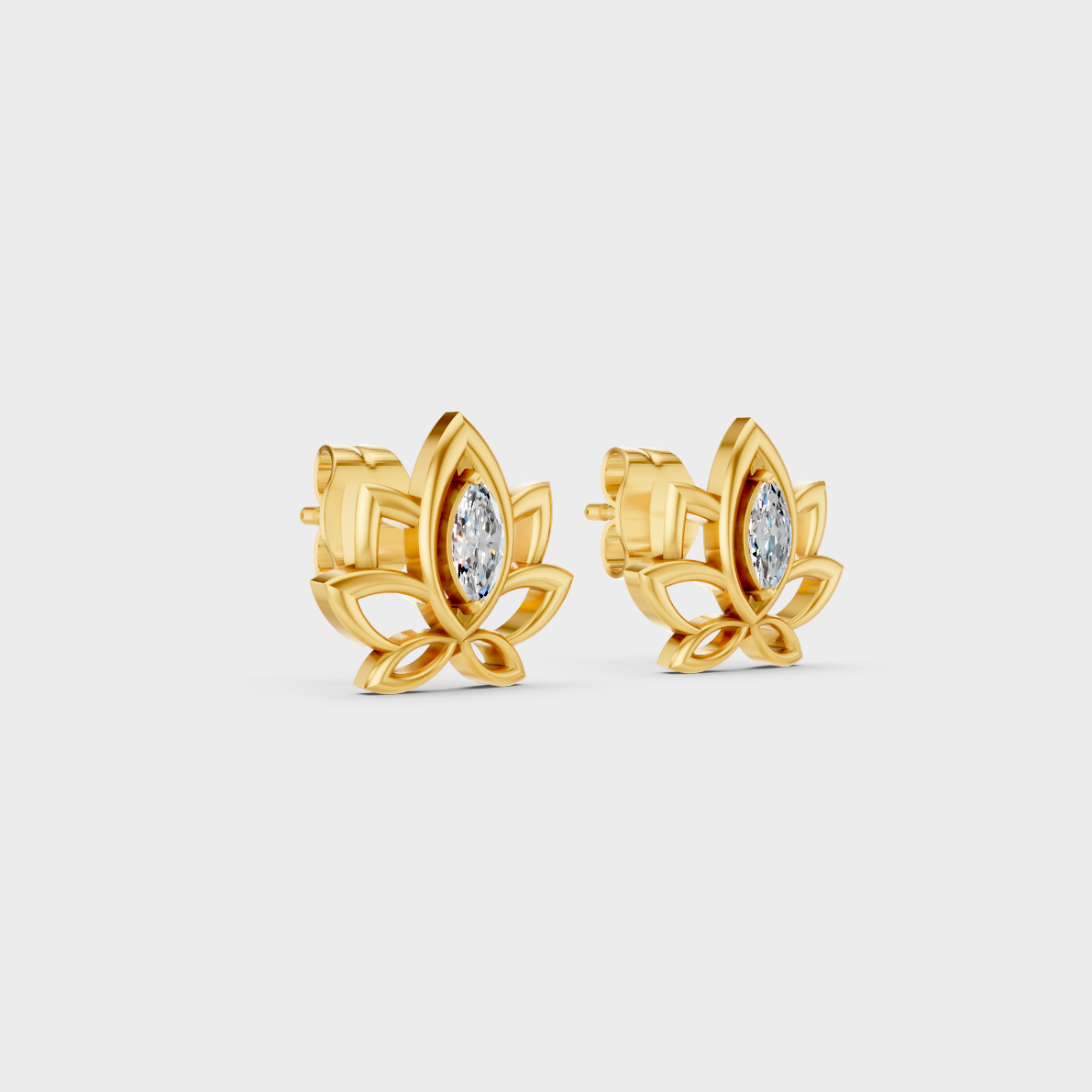 Classic 14K Yellow Gold Lab Diamond Studs Featuring 0.15 Carat Each Marquise Stones