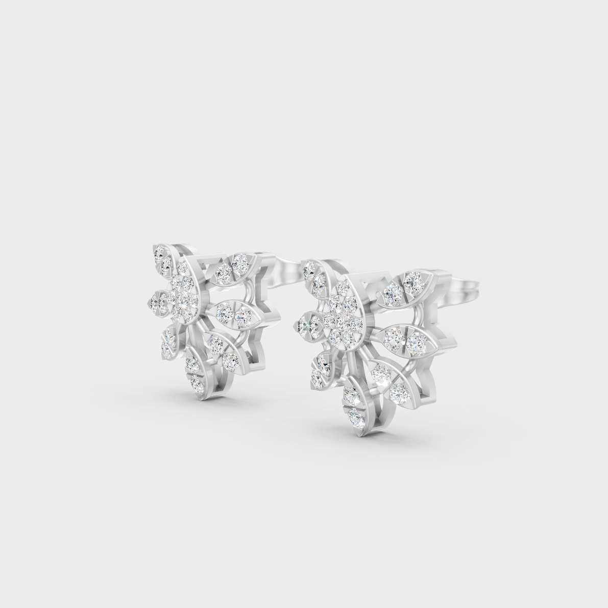 9K White Gold Round-Shaped Lab-Grown Diamond Studs With Clean Minimalist Design