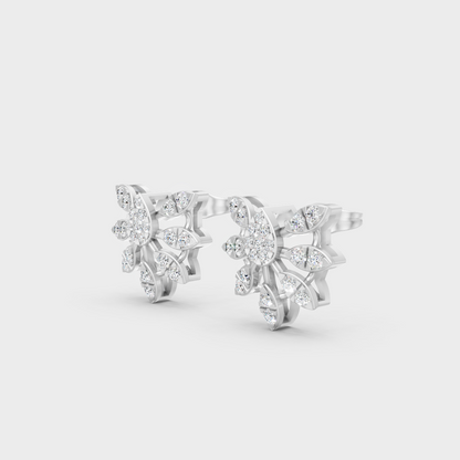 9K White Gold Round-Shaped Lab-Grown Diamond Studs With Clean Minimalist Design