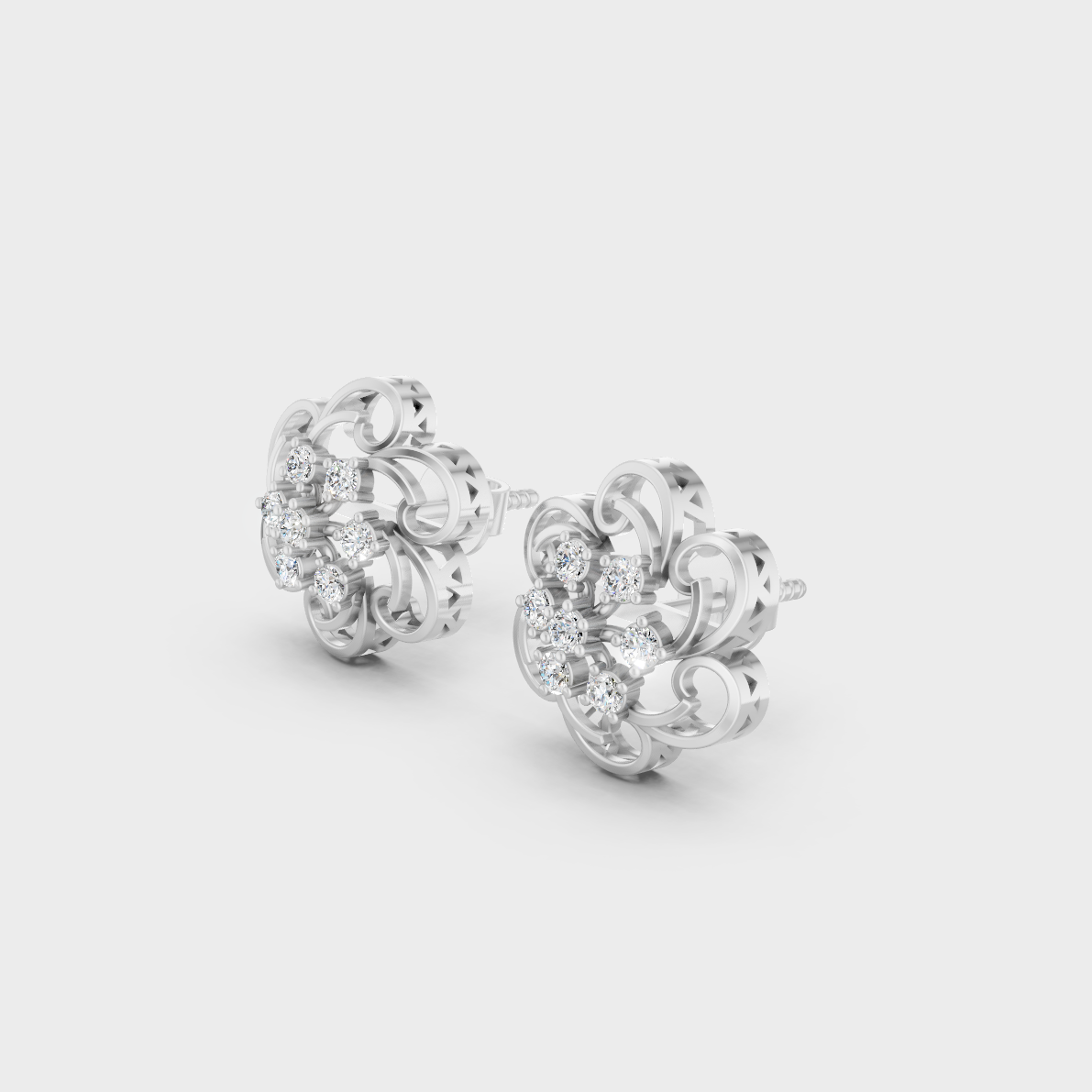 9K White Gold Round-Shaped Lab-Grown Diamond Studs With Clean Minimalist Design