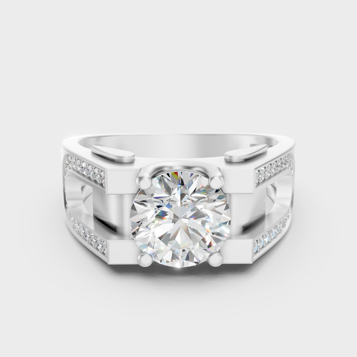 IGI/GLI Certified 1.69 Carat Round-Cut Lab-Grown Diamond Men’s Ring In 14K White Gold