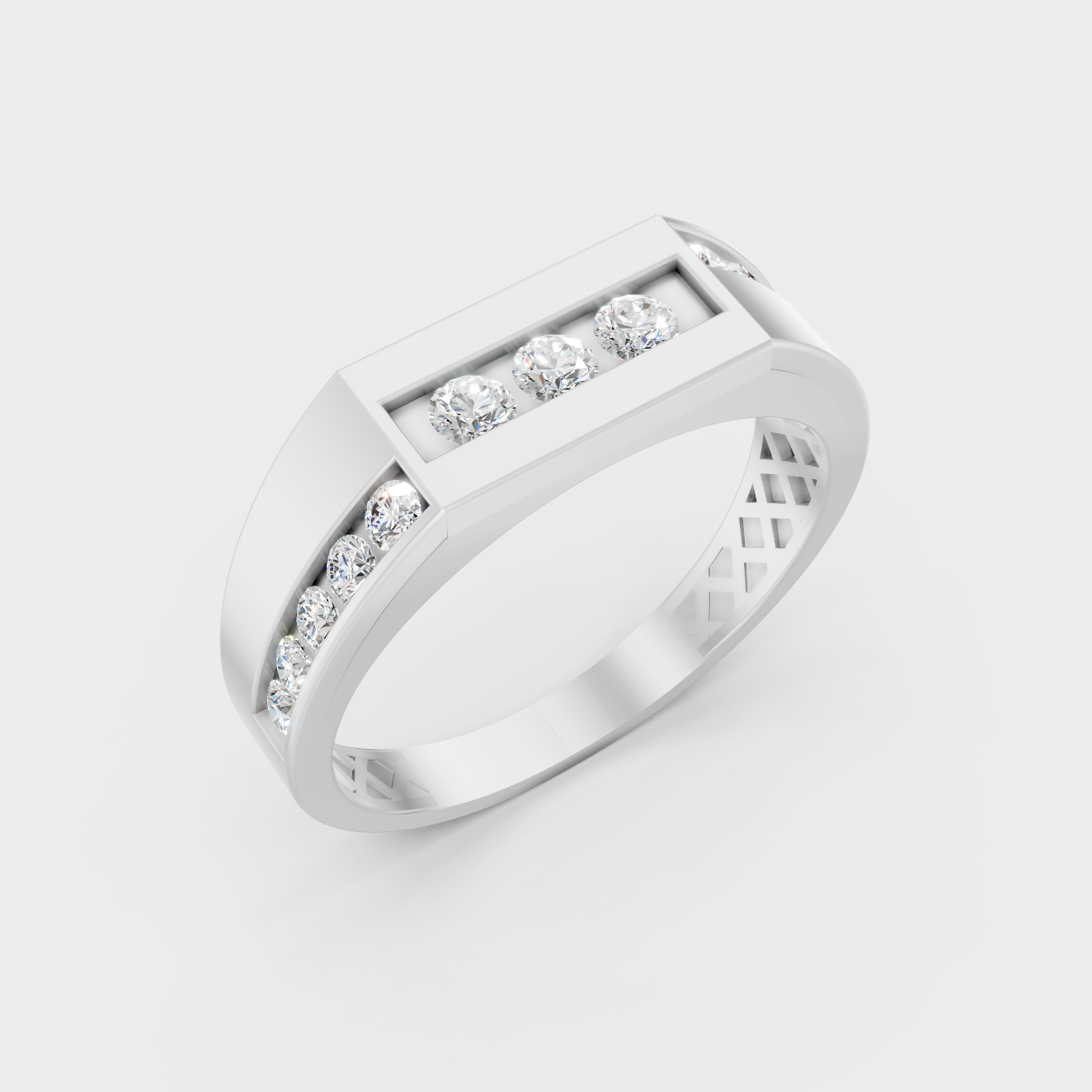 9K White Gold Round-Shaped Lab-Grown Diamond Men’s Ring With Clean Design