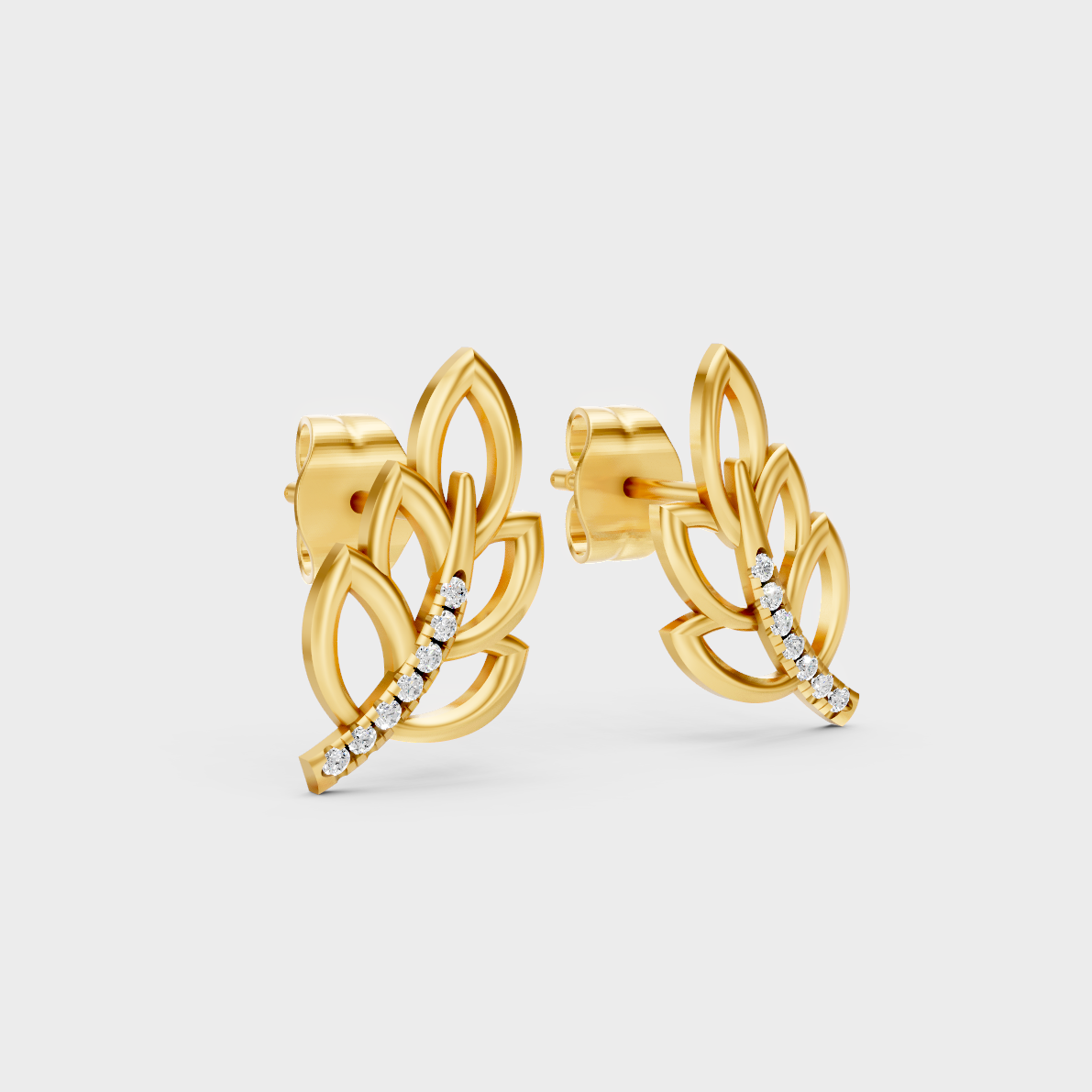 Classic 14K Yellow Gold Lab Diamond Studs Featuring 0.04 Carat Each Round Stones 