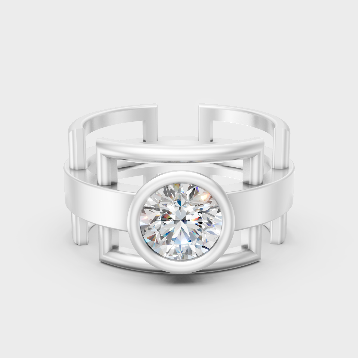 Certified 1-5 Carat Round-Cut Lab-Grown Diamond Men’s Ring In 14K White Gold