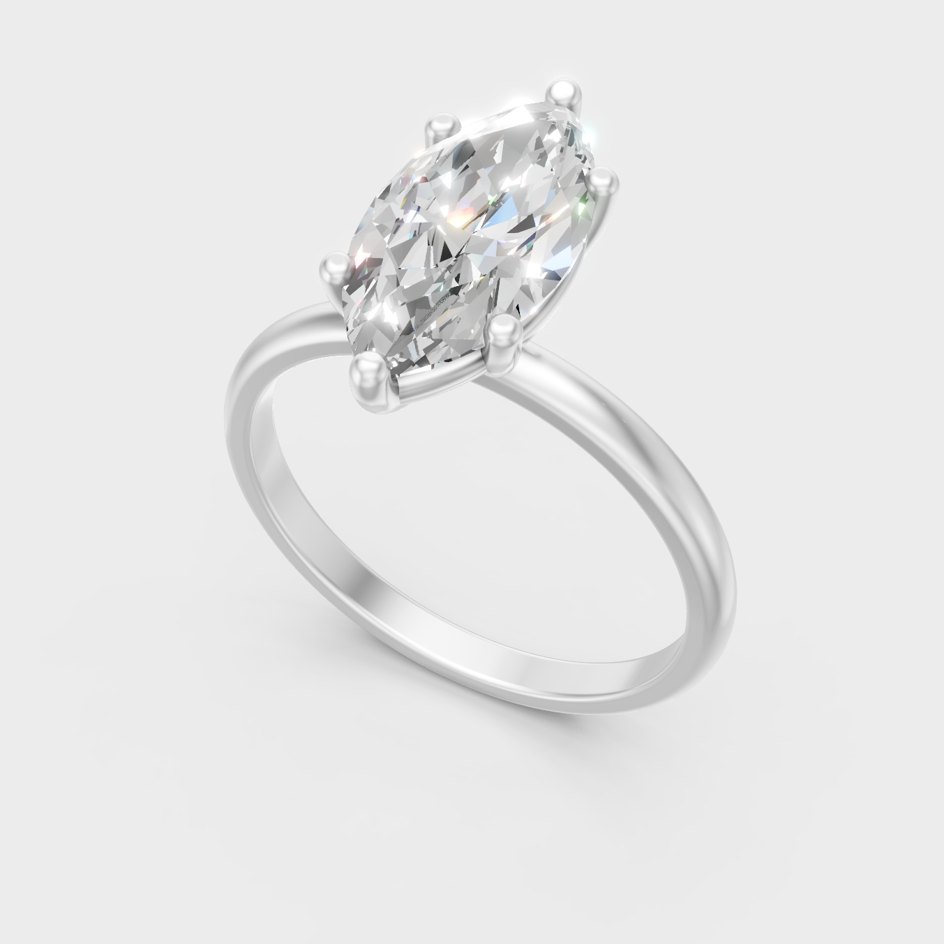 Sleek 18K White Gold Engagement Ring Featuring Marquise Lab Diamond