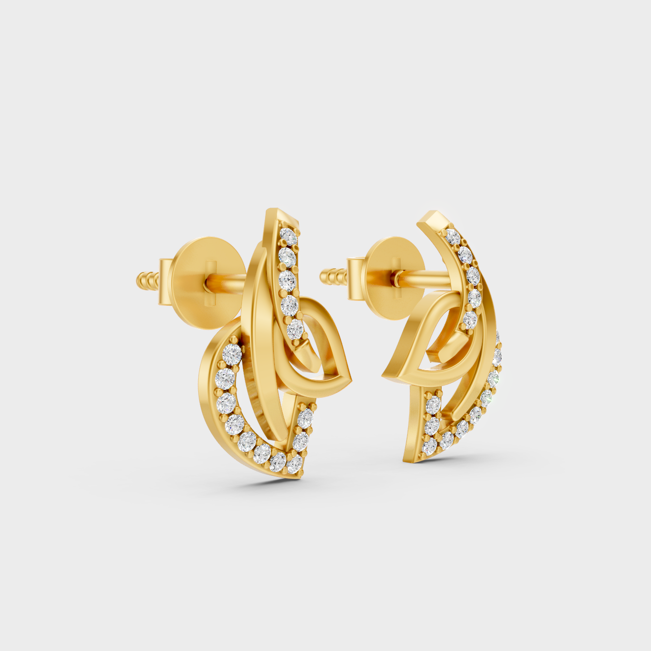 Classic 14K Yellow Gold Lab Diamond Studs Featuring 0.06 Carat Each Round Stones 