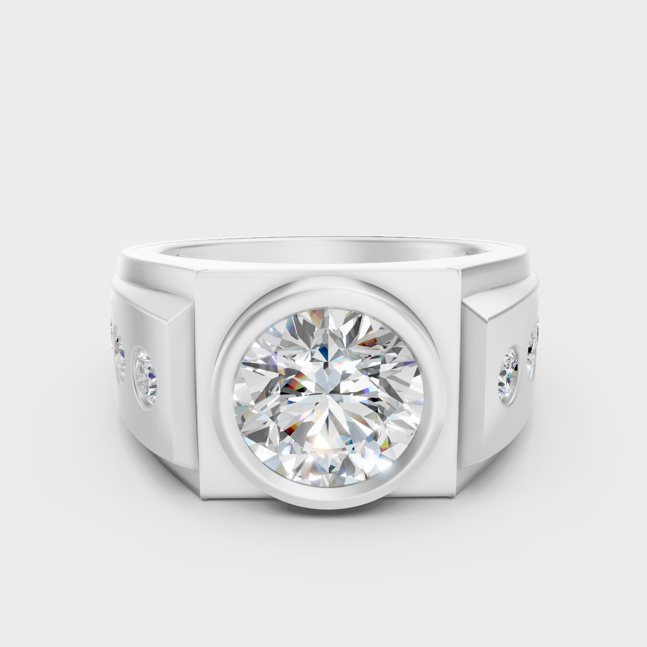 Certified 1-5 Carat Round-Cut Lab-Grown Diamond Men’s Ring In 14K White Gold