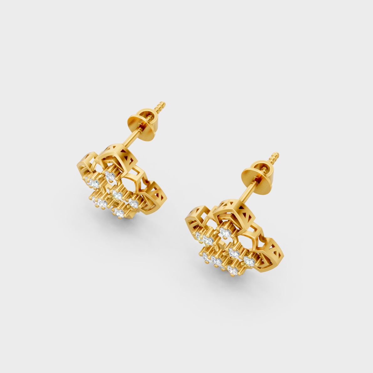 Radiant Yellow Gold Solitaire Earrings With Certified 0.64 Ct Total Weight Diamonds