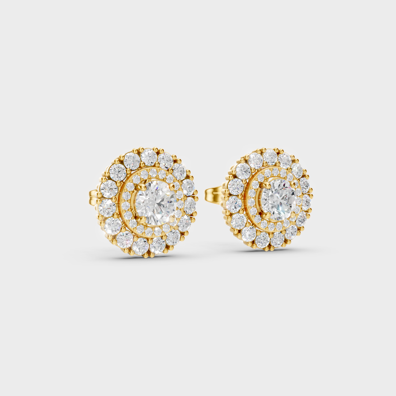 Classic 14K Yellow Gold Lab Diamond Studs Featuring 1.12 Carat Each Round Stones