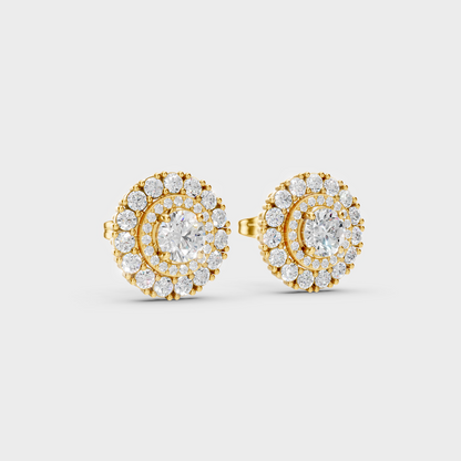 Classic 14K Yellow Gold Lab Diamond Studs Featuring 1.12 Carat Each Round Stones