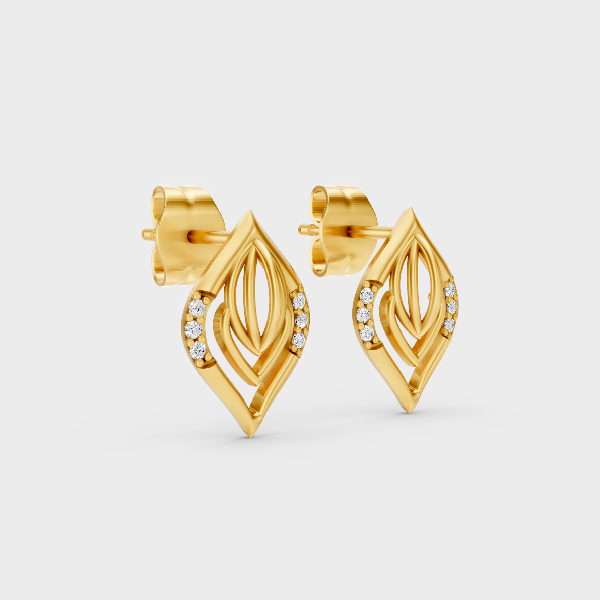 Classic 14K Yellow Gold Lab Diamond Studs Featuring 0.03 Carat Each Round Stones 