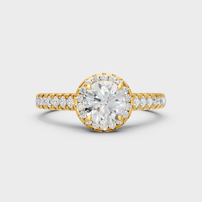 Igi Gli Certified Round-Cut Lab-Grown Diamond Halo Ring In 18K Yellow Gold