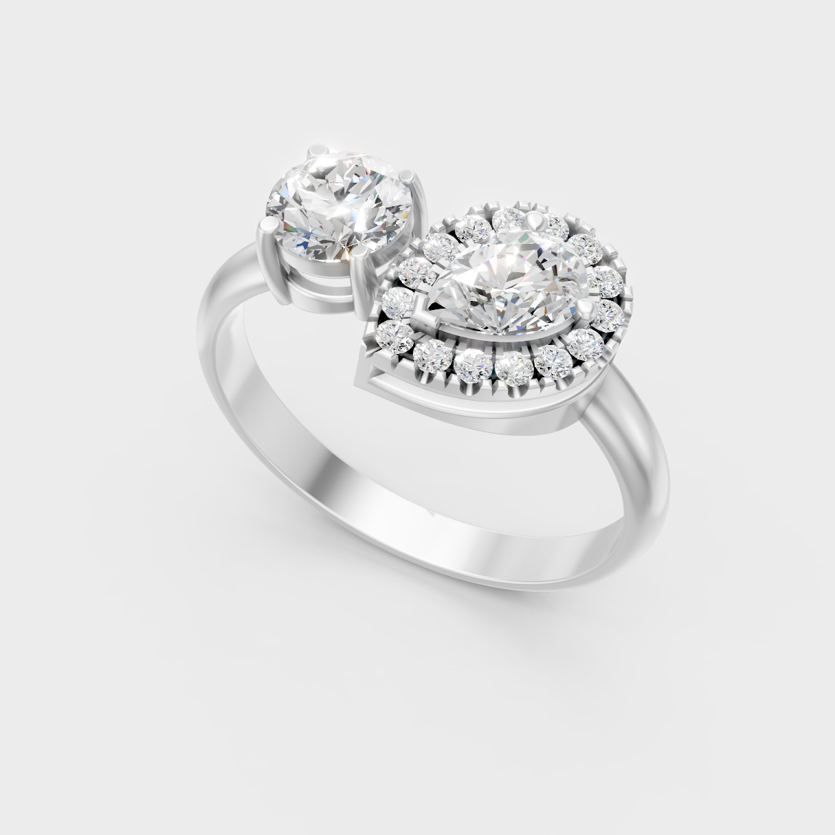Sleek 18K White Gold Halo Ring Featuring An Igi Gli Certified Pear Lab Diamond