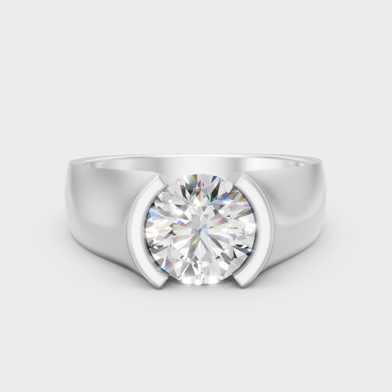IGI Certified 1.50 Carat Round-Cut Lab-Grown Diamond Men’s Ring In 14K White Gold