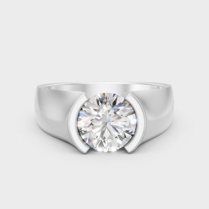 IGI Certified 1.50 Carat Round-Cut Lab-Grown Diamond Men’s Ring In 14K White Gold