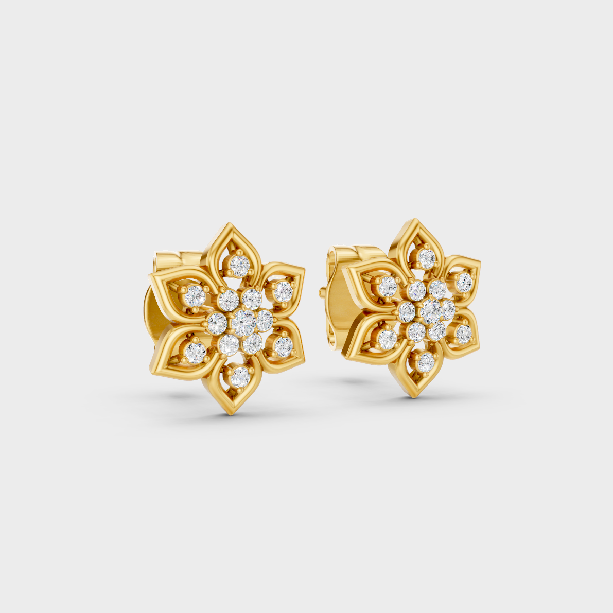 Classic 14K Yellow Gold Lab Diamond Studs Featuring 0.07 Carat Each Round Stones