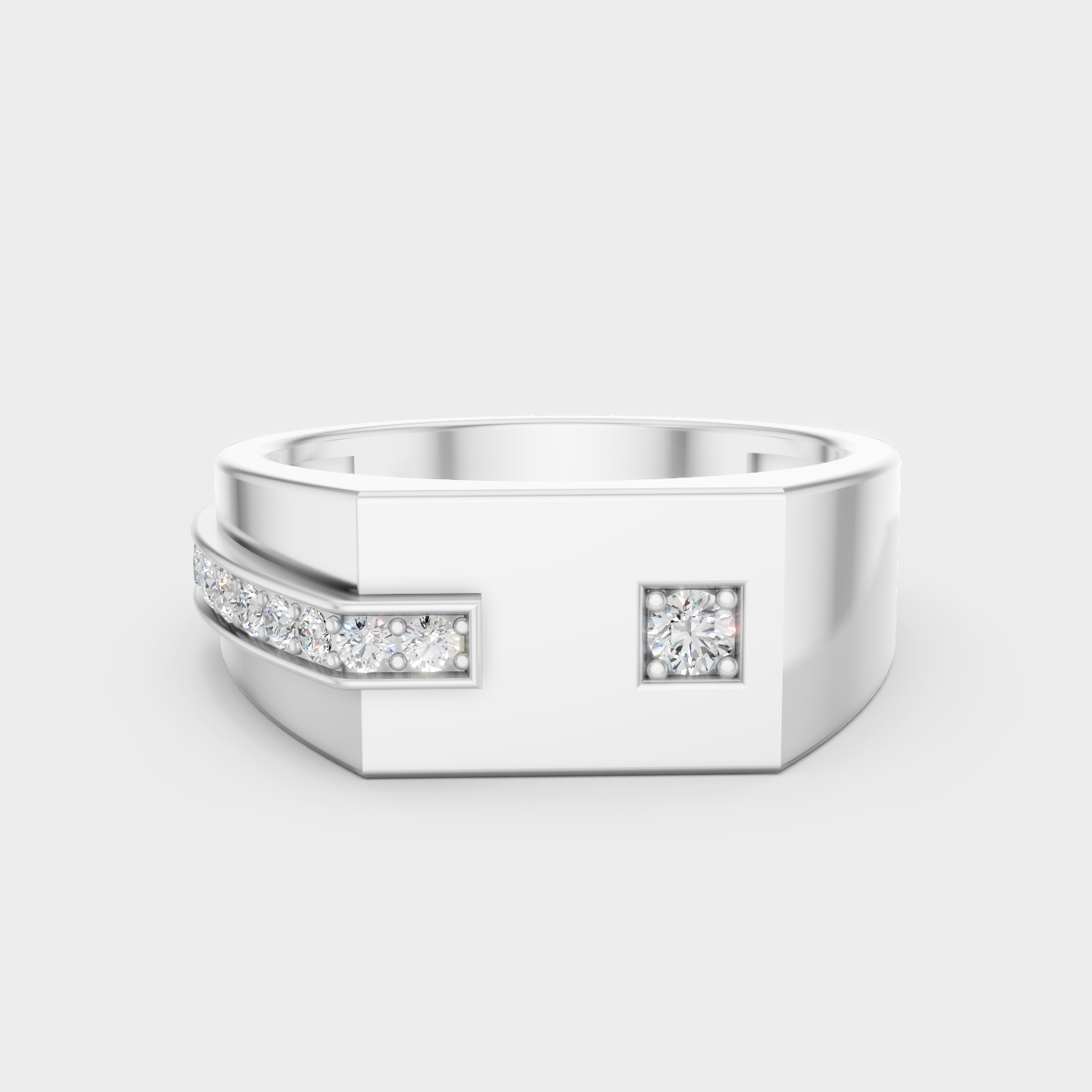 Certified 0.18 Carat Round-Cut Lab-Grown Diamond Men’s Ring In 14K White Gold