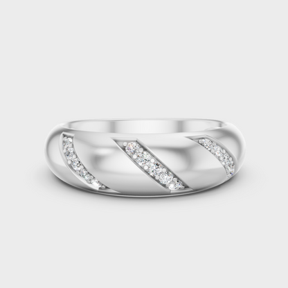 GLI Certified 0.15 Carat Round-Cut Lab-Grown Diamond Men’s Ring In 14K White Gold