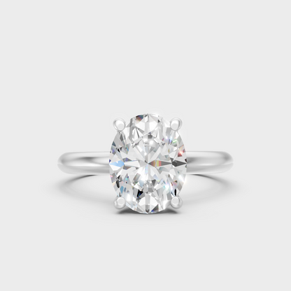 Certified Oval-Cut Lab-Grown Diamond Solitaire Ring In 14K White Gold