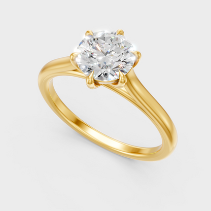 Unique Yellow Gold Solitaire Ring Featuring An Igi Certified Round Diamond