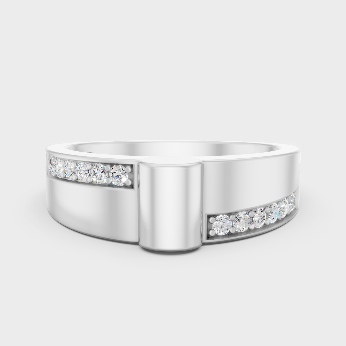 GLI Certified 0.18 Carat Round-Cut Lab-Grown Diamond Men’s Ring In 14K White Gold