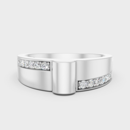 GLI Certified 0.18 Carat Round-Cut Lab-Grown Diamond Men’s Ring In 14K White Gold