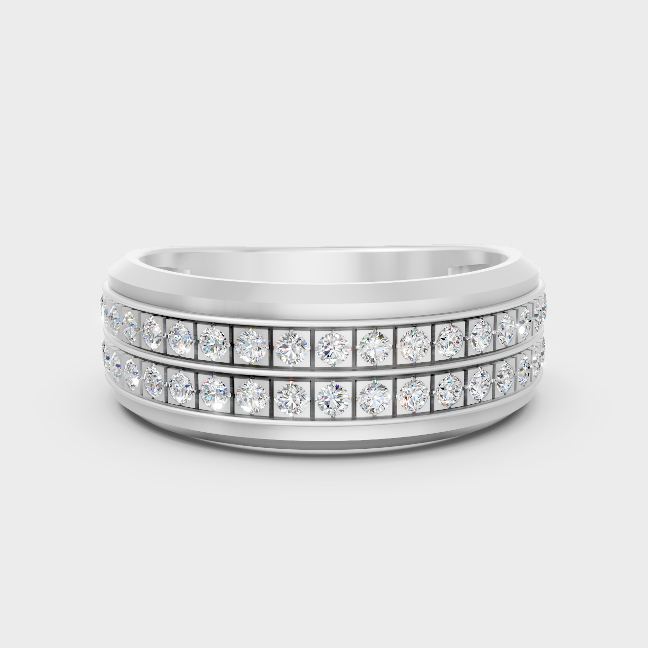 Certified 0.57 Carat Round-Cut Lab-Grown Diamond Men’s Ring In 14K White Gold