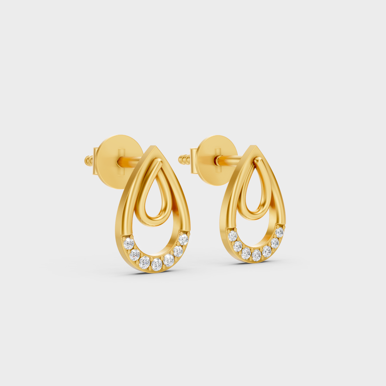 Classic 14K Yellow Gold Lab Diamond Studs Featuring 0.38 Carat Each Round Stones