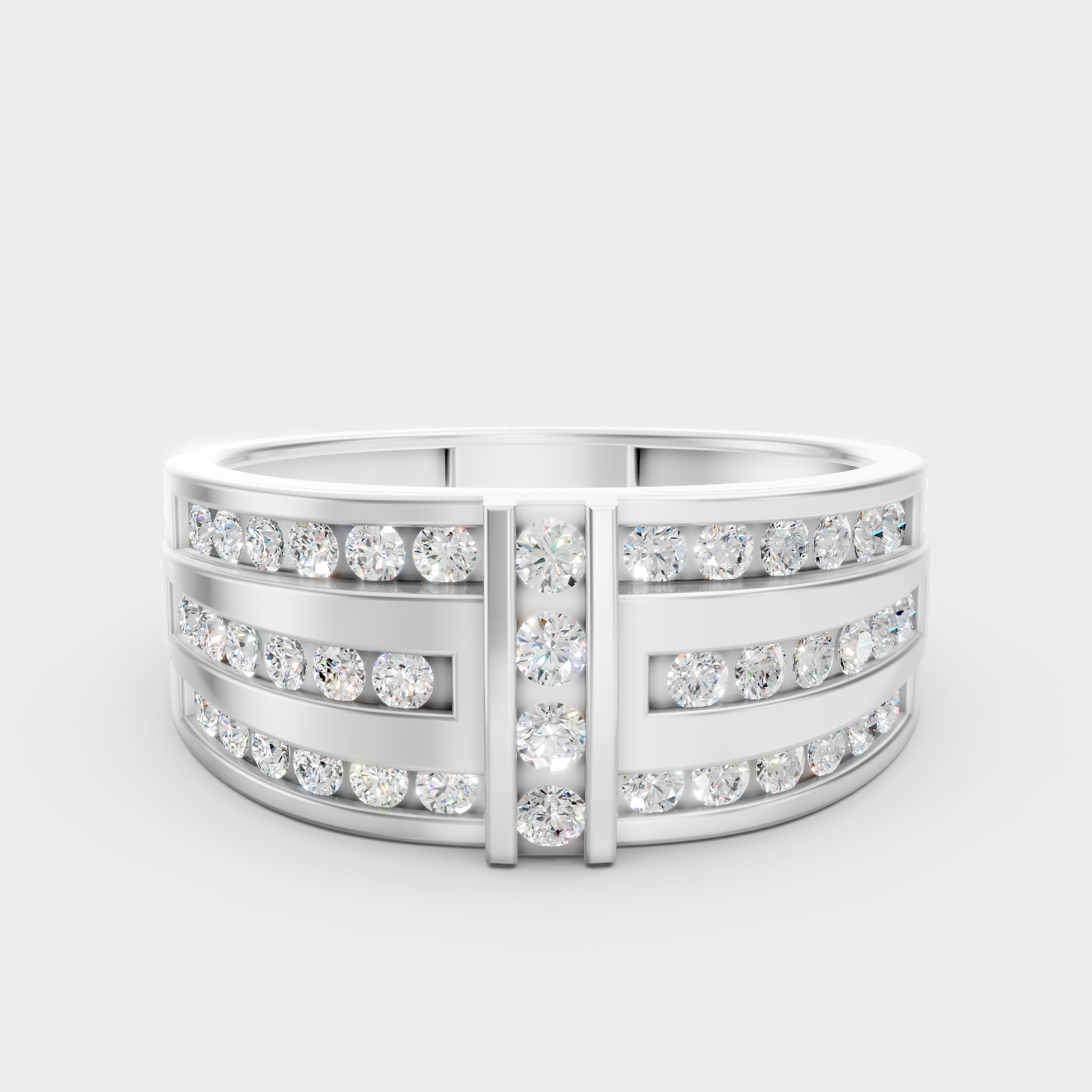 High-Polish 950 Platinum Men’s Round Lab Diamond Ring For Maximum Brilliance