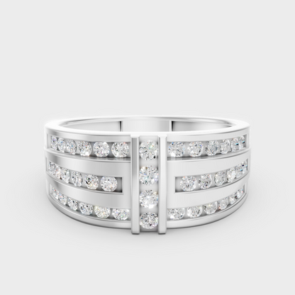 High-Polish 950 Platinum Men’s Round Lab Diamond Ring For Maximum Brilliance